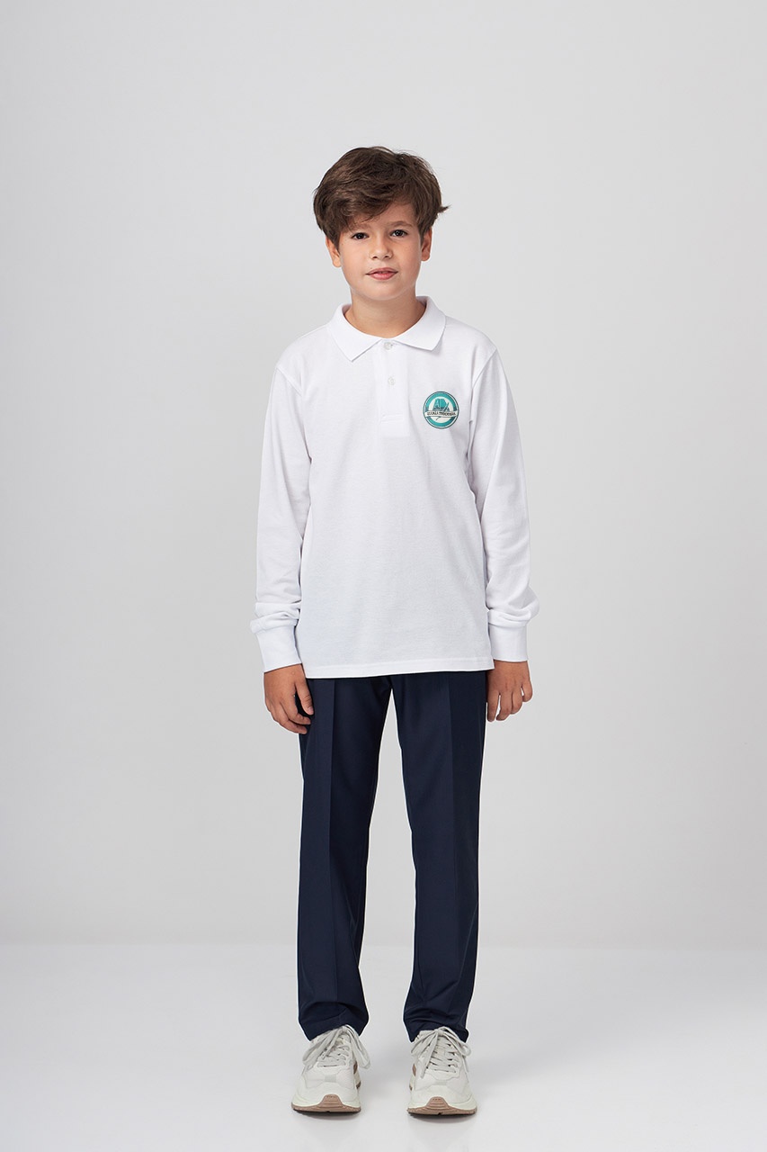 Tricou polo regular copii cu mânecă lungă 698 - Școala Teddybär