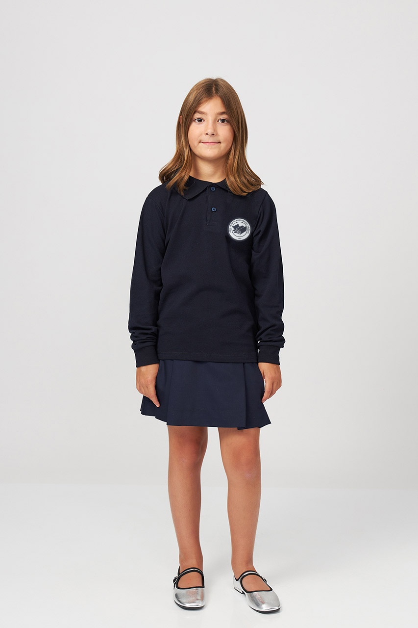 Tricou polo regular copii cu mânecă lungă 698B - Liceul Mihai Eminescu