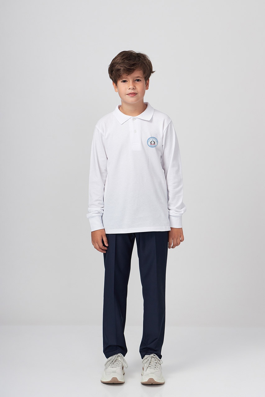 Tricou polo regular copii cu mânecă lungă 698 - Școala Gimnazială Omega