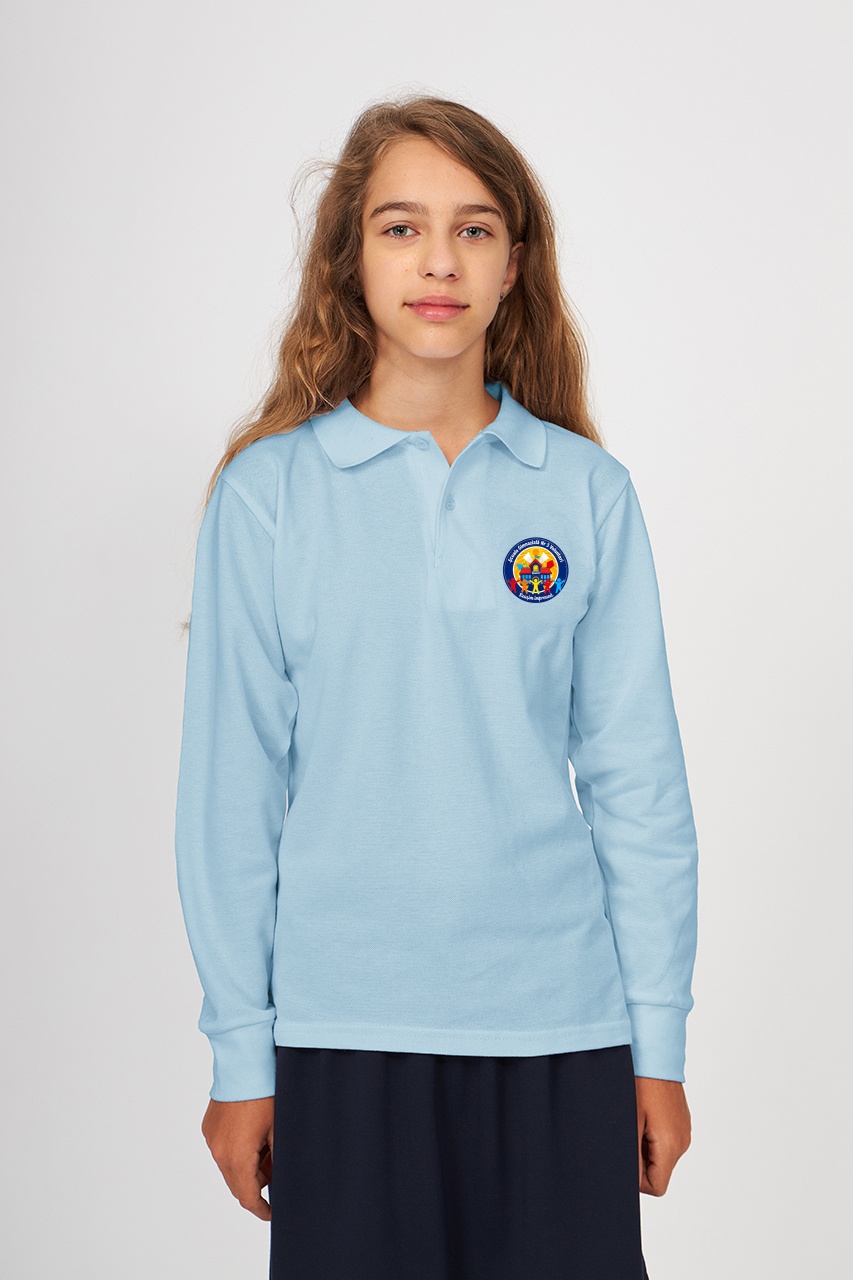 Tricou polo regular copii cu mânecă lungă 698 - Școala Gimnazială Nr. 3 Voluntari