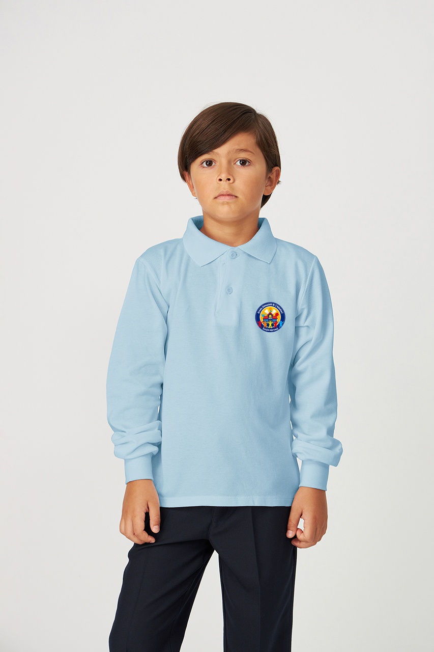 Tricou polo regular copii cu mânecă lungă 698 - Școala Gimnazială Nr. 3 Voluntari