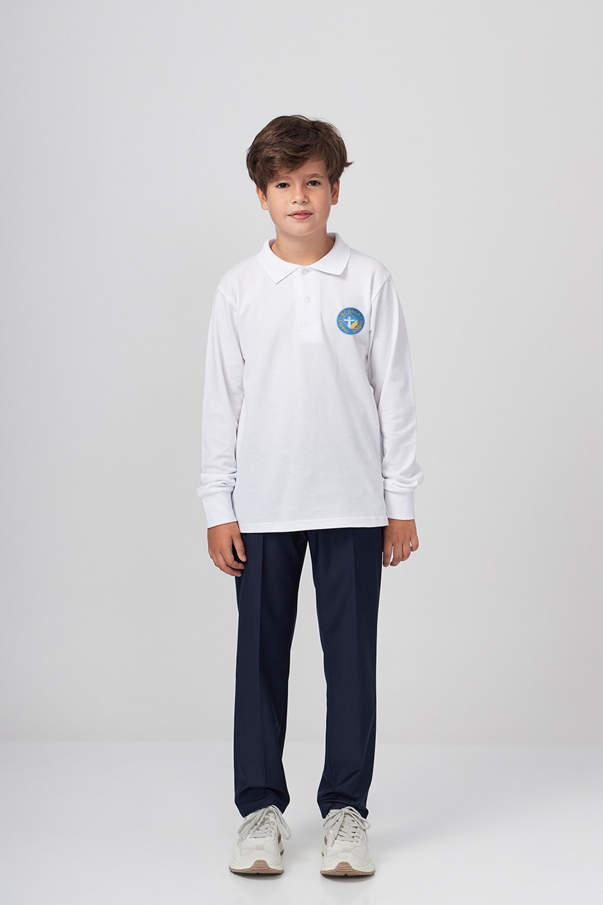 Tricou polo regular copii cu mânecă lungă 698 - Școala Copil Dorit